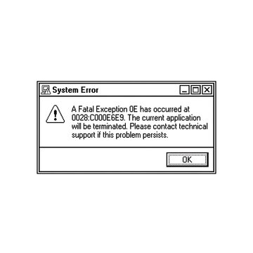 Retro System Error Message | Vintage Computer OS Alert | Fatal Exception Dialog Box