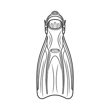 Scuba Diving Fin Outline Icon - Snorkeling, Underwater Sports Gear, Swimming Flipper Vector