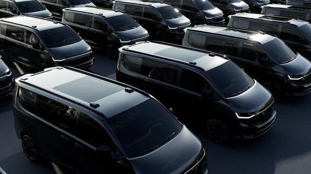 Vans in a parking lot