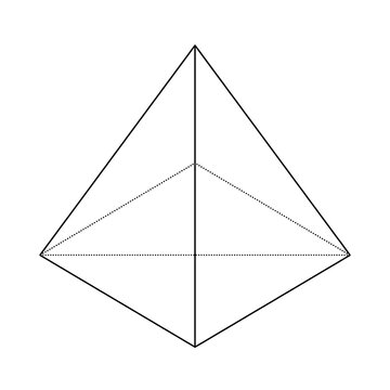 Wireframe Triangular Pyramid Outline Drawing | Geometric 3D Shape Illustration