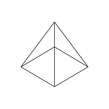 Wireframe Triangular Pyramid Solid Line Drawing | Basic Geometric Shape