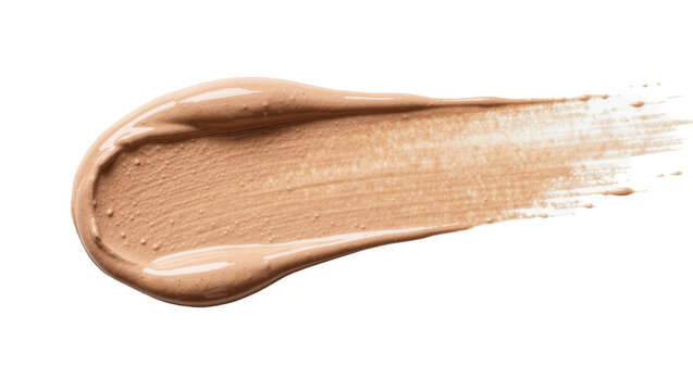Creamy beige foundation makeup swatch, isolated on transparent background