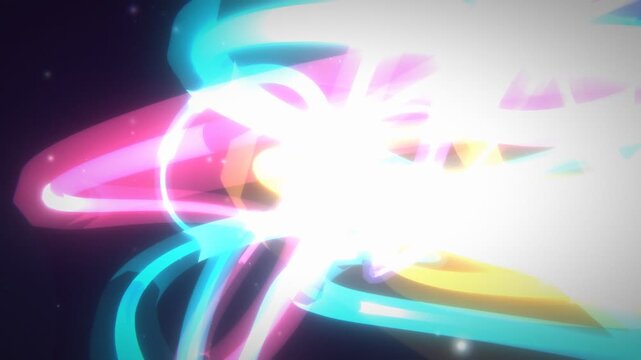 Abstract neon lights glowing streaks floating in dark digital