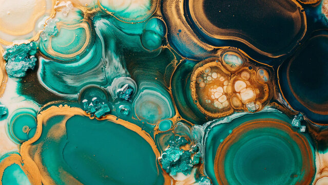 Abstract colorful fluid art with swirling patterns and vibrant tones in close-up