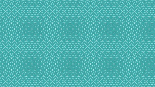 Seamless scrolling teal moroccan quatrefoil pattern, looping animated background for video titles and streams, 4K 58 seconds