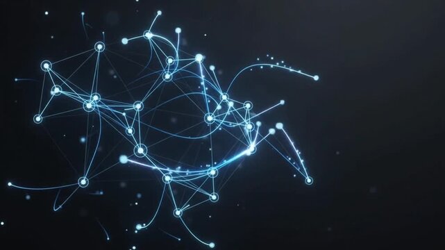 Futuristic digital network abstract background with glowing blue nodes and connections
