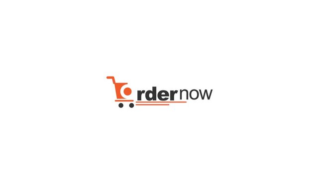 Online Shopping Order Now Logo with Orange Shopping Cart Icon for E-commerce Business