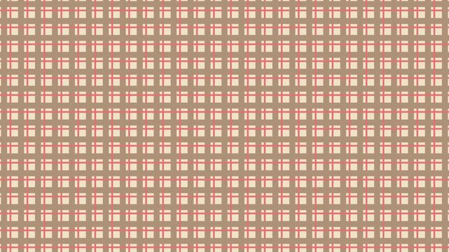 Seamless scrolling brown tartan plaid pattern, looping animated background for video titles and streams, 4K 58 seconds