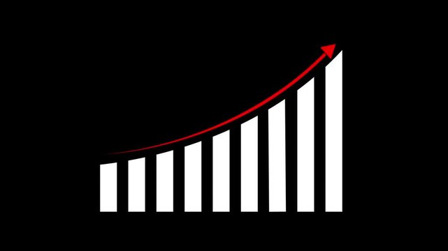 Business growth concept in allusive graph chart showing marketing sales profit increasing to future target . Excellent share market status of corporate business rise up 4k motion video...