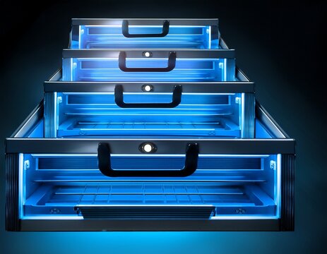 pull out drawer led lighting blue fronts