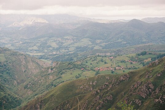 Landscape of the mountains and villages