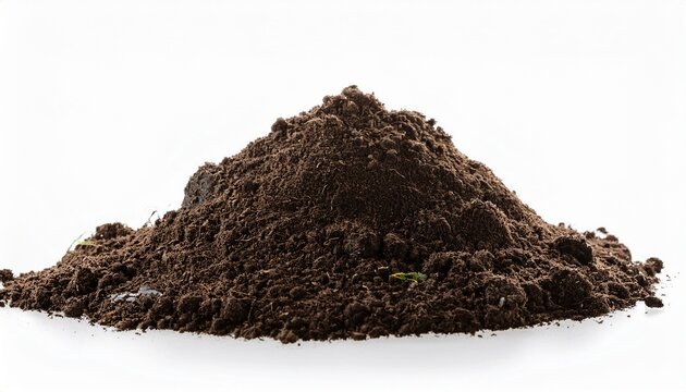natural garden soil heap on white background