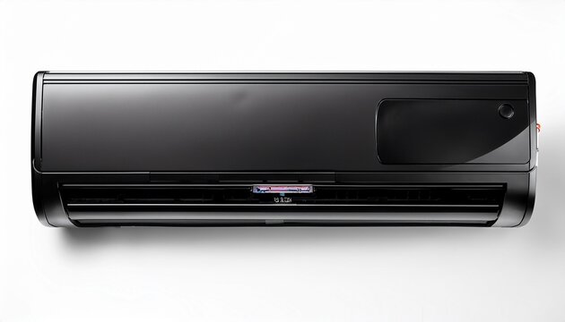 modern black air conditioner isolated on white background