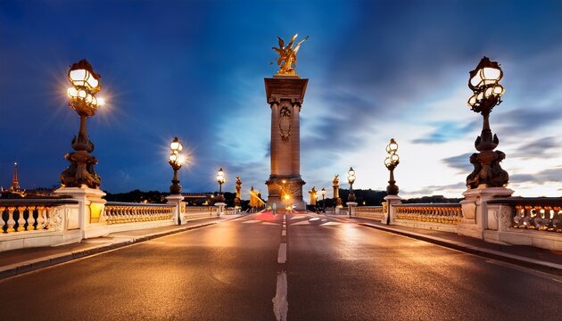 pont alexandre iii at night paris france