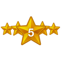 Fototapeta premium Bright yellow star rating icon with five stars filled isolated on transparent background