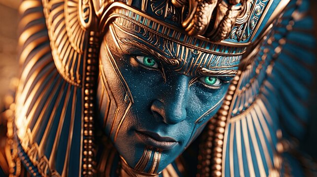 Ancient ruler majestic powerful gaze intense beauty