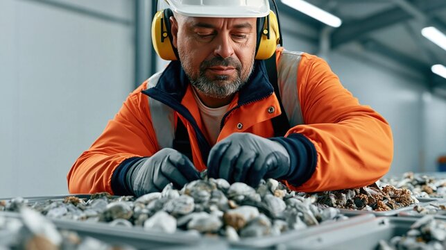 Industrial inspection reveals geological samples carefully