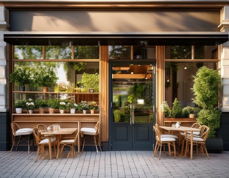 local cafe exterior small business summer coffee shop without