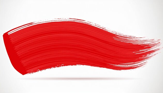 red paint brush line isolated on white bright red color brush stroke swipe sample on white background