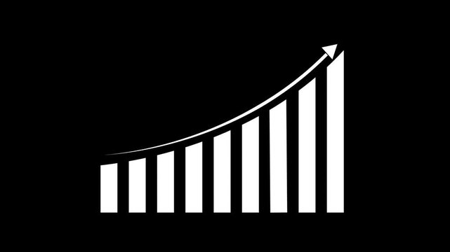 Graph with arrow indicating upward rise. Business growth concept in graph chart showing marketing sales profit increasing to future target and black background 4k video.