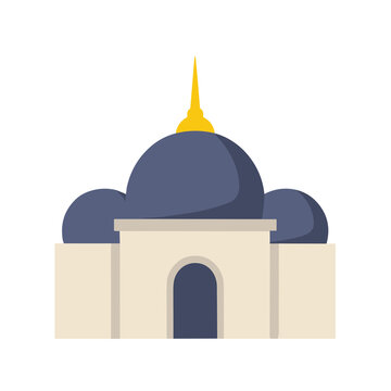Stylized building with domes and spire