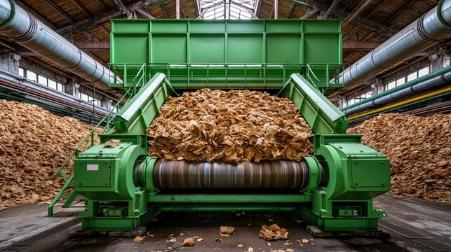 Massive industrial compactor processing agricultural residue