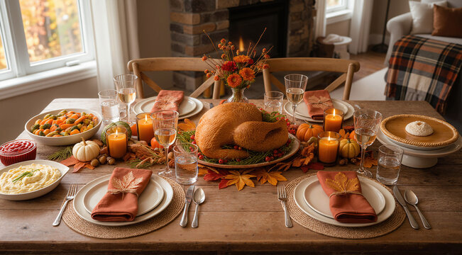 christmas table setting with decoration