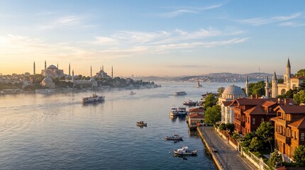 Obraz premium view of the city of the river
