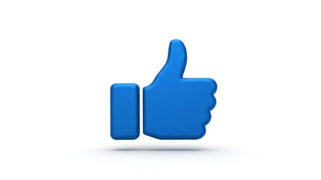 Bold blue three-dimensional thumbs up icon, universally recognized as a symbol of approval, positive feedback, success, and agreement in digital and social media contexts