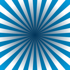 Fototapeta premium Blue and white sunburst abstract background with radial rays