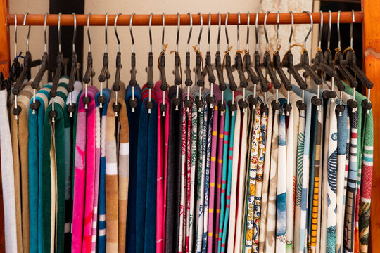 Colorful Scarves in a Boutique