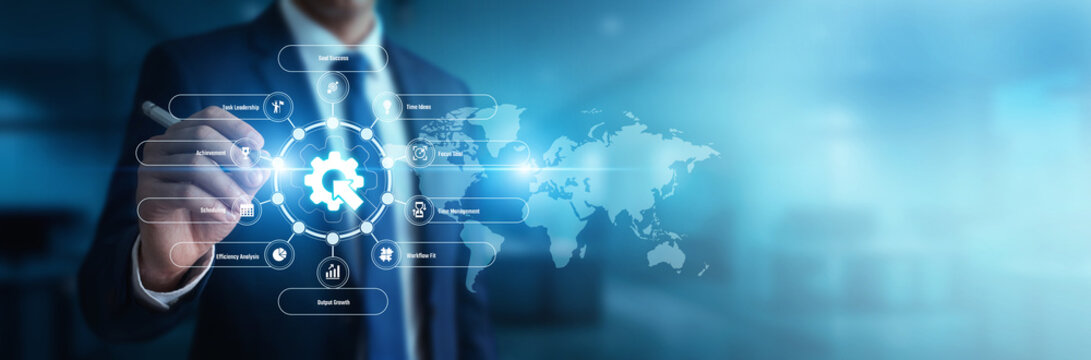 Business analyst optimizing workflow dashboards pointing toward Productivity measurements inside a global network ecosystem. Streamlined operational frameworks significantly reduce wasted hours.