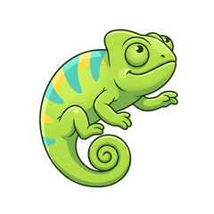 Obraz premium Chameleon, reptile and lizard icon for animal mascot, character design and educational materials. Green, wildlife and nature art with cute mascot for brand identity, sticker and logo profile