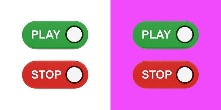Play and stop toggle switch buttons UI element