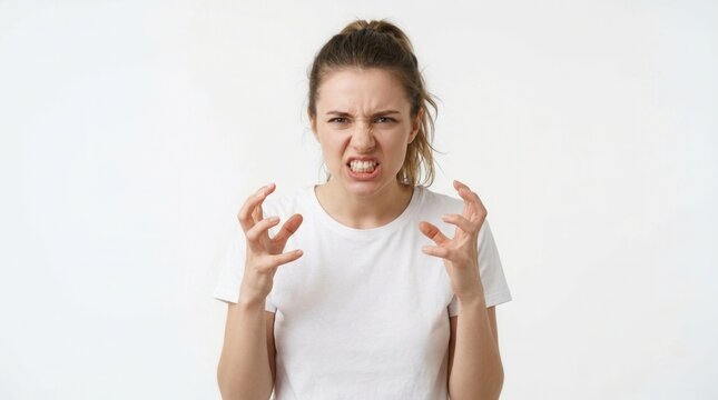 Expressing Intense Frustration And Anger A Powerful Emotion Captured In A Studio Portrait