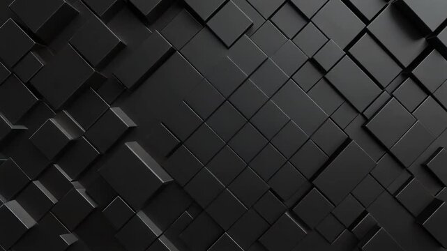 Dark 3D Cubes Background, Abstract Geometric Pattern, Modern Tech Texture