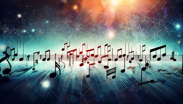 music notes on stave musical background concept