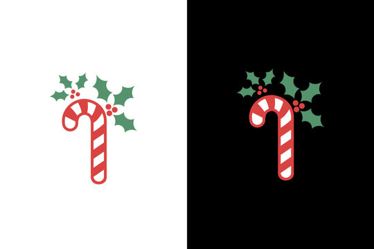 Christmas candy cane logo - holiday sweet icon