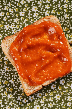 Apricot jam on bread