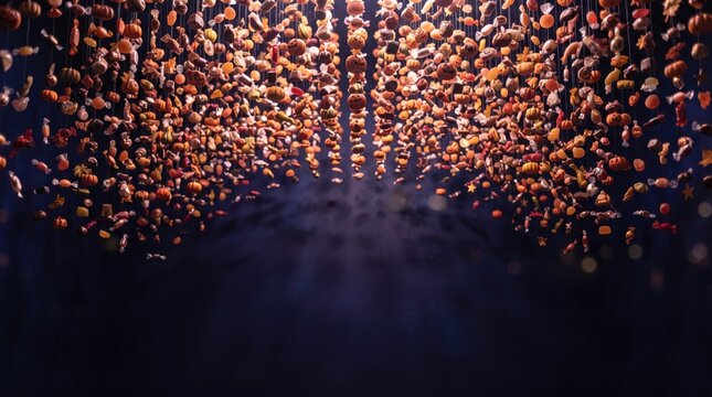 3d Halloween trick or Treat abstract background design new 2026 Close-up of blooming cherry blossom flowers in vibrant colors illustration