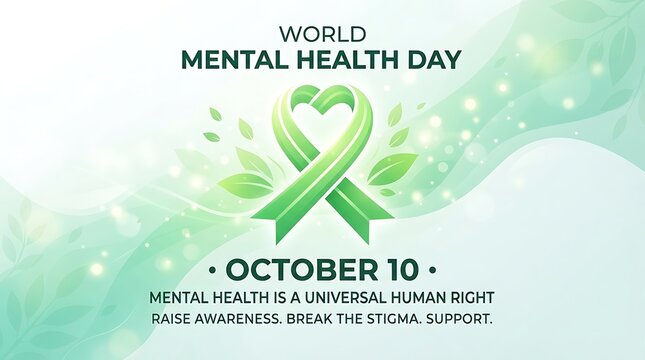 World mental health day awareness ribbon poster