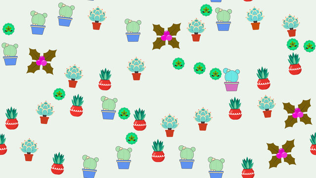 Potted plants and holly pattern
