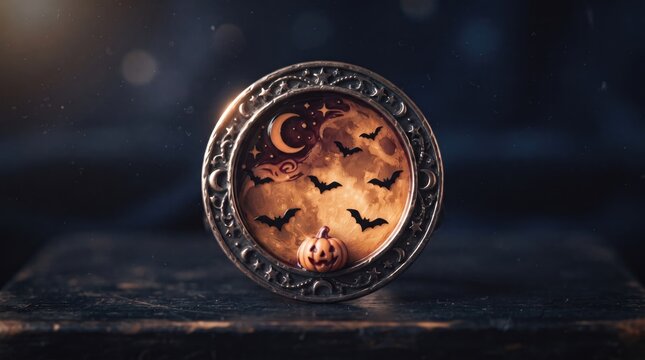 3d Halloween trick or Treat abstract background design new 2026 Delicious pizza with pepperoni and mushrooms on a decorative metal tray illustration