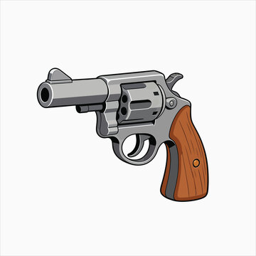 Revolver or repeating handgun vector illustration
