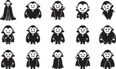 Obraz premium Vampire Collection of cute cartoon vampire characters in various poses and expressions