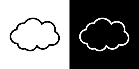 Obraz premium Cloud icon with rounded fluffy outline, for weather, forecast, and cloud computing apps