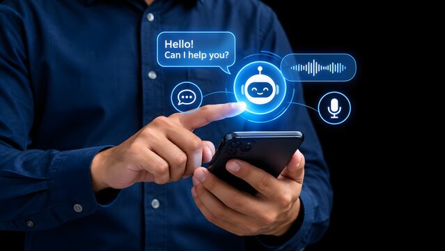 The future of mobile interaction is here a person uses a smartphone with a futuristic holographic interface and digital technology