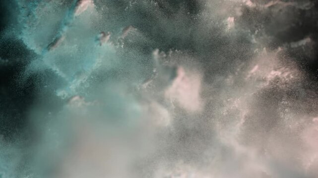 Super Slow Motion Shot of Exploded White Powder on Black Background at 1000 fps.