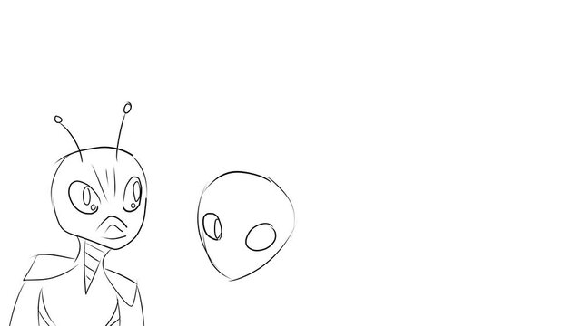 Four alien types together in anime style