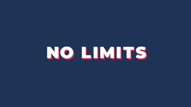 No limits text animation with dynamic shattering effects on blue background